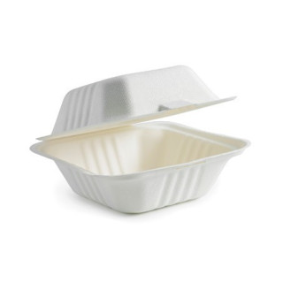 6x6x3" Clamshell Sugarcane Bio White  500 pcs