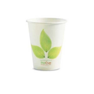 6oz Single Wall Bio Coffee Cup Leaf White  1000 pcs
