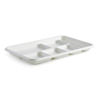 6 Compartment Bio Tray - 320x215x25mm - White  250 pcs