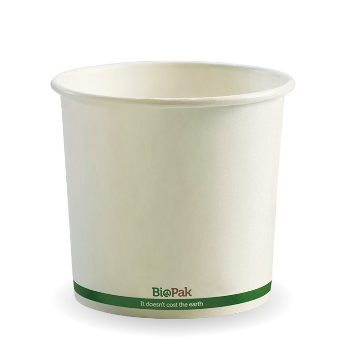 24oz/735ml (115mm) Hot & Cold Use PaperCup WHITE Green Bio  500 pcs