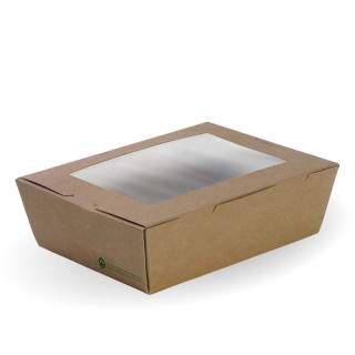 Large Bio Noodle/Salad Box with Window - 197 x 140 x 64mm - FSC Certified  200 pcs