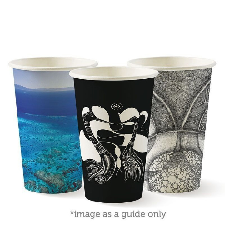 12oz Coffee Cup BioPlastic Single Wall Art Series - Fits Small Lids  1000 pcs