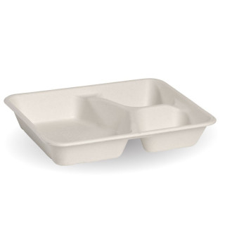 3 Compartment Bio Asian Takeaway Box (530/150/150ml) - WHITE  500 pcs
