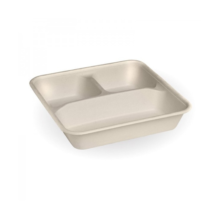 3 Compartment Bio Asian Takeaway Box (560/240/240ml) - NATURAL  300 pcs