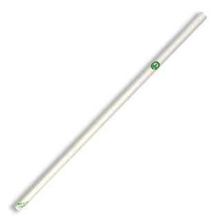 Compostable Paper Straw Regular 6x197mm - White  2500 pcs