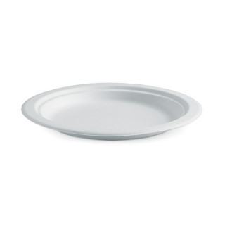 9" Round Plate - Sugarcane Biodegradable White  500 pcs