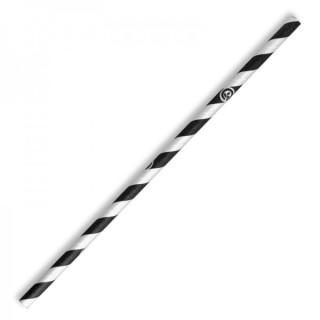 Compostable Paper Straw Regular 6x197mm - Black Stripe  2500 pcs
