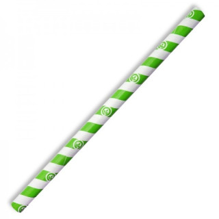 10mm Compostable Paper Straw Jumbo - Green Stripe  2500 pcs