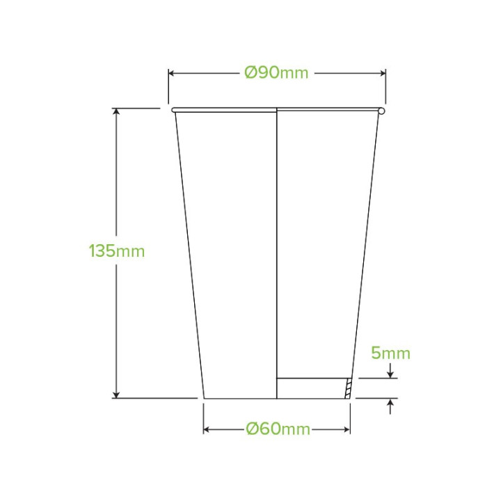 16oz Aqueous Coated Hot Paper BioCup - stone  1000 pcs