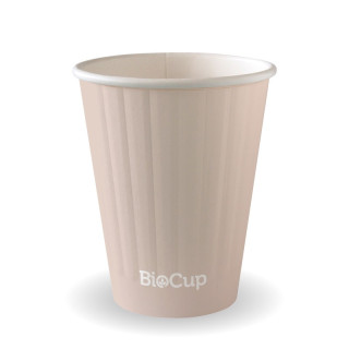255ml / 8oz (80mm) Aqueous Leaf Double Wall BioCup - stone  1000 pcs