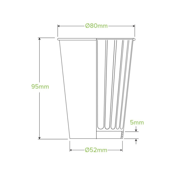 255ml / 8oz (80mm) Aqueous Leaf Double Wall BioCup - stone  1000 pcs