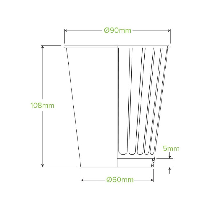 390ml / 12oz (90mm) Aqueous Leaf Double Wall BioCup - stone  1000 pcs