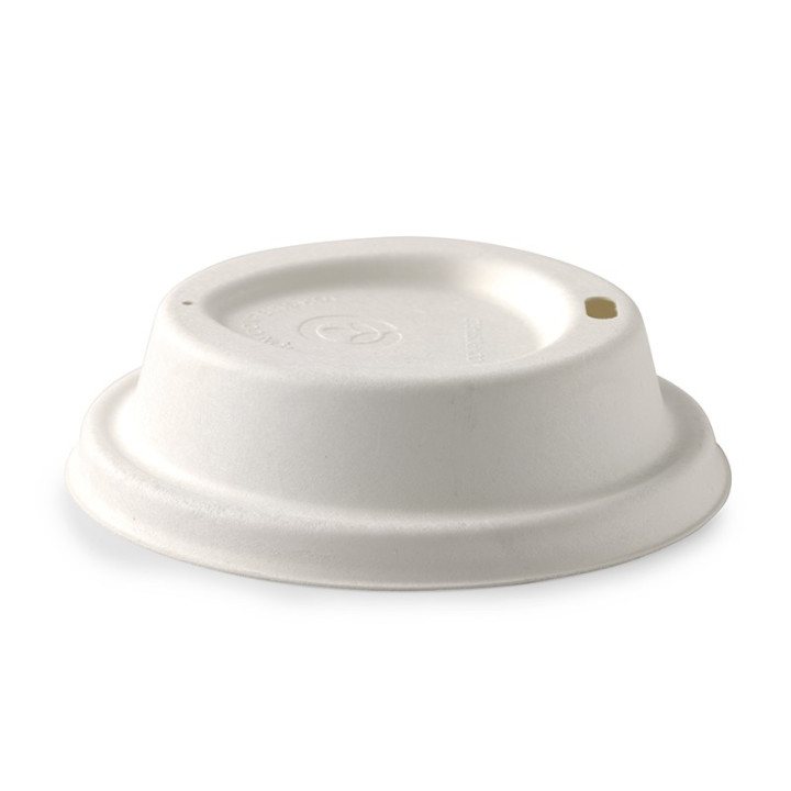 90mm Sugarcane Biocup Lid for 12 16 & 20oz - White  1000 pcs