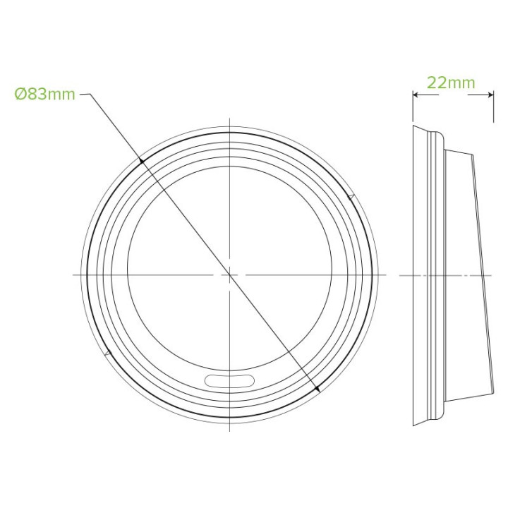 Lid PLA for 6 8 10 & 12oz (80mm) BioPak Cup Black 1000 pcs