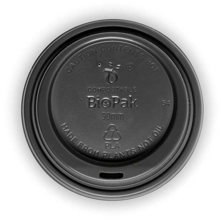 Lid PLA for 8(90mm) 12 16 & 20oz BioPak Cup Black 1000 pcs