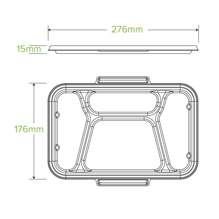 4-compartment sugarcane lid - 270x170mm - natural  300 pcs