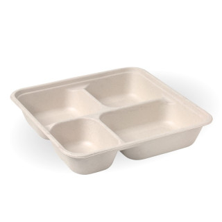 4 Compartment BioCane Takeaway Base LARGE - Natural  300 pcs