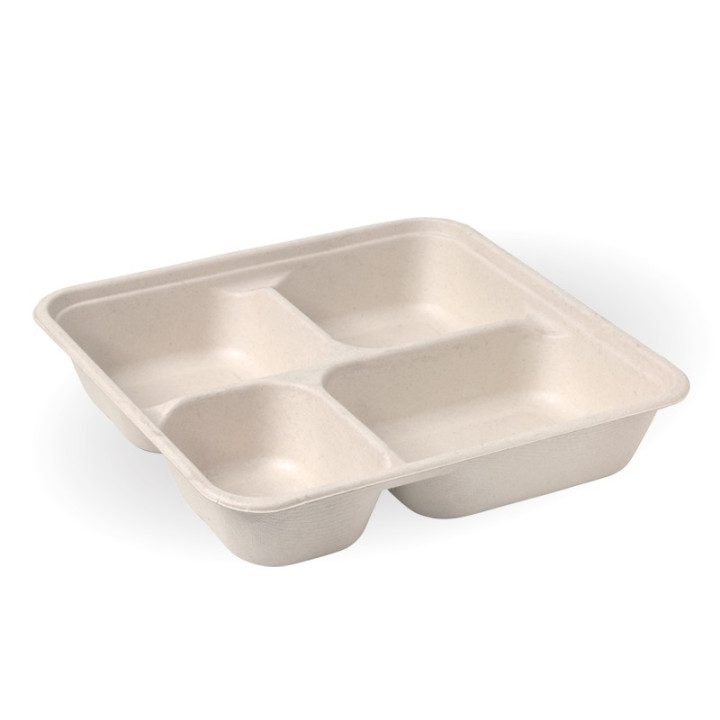 4 Compartment BioCane Takeaway Base LARGE - Natural  300 pcs
