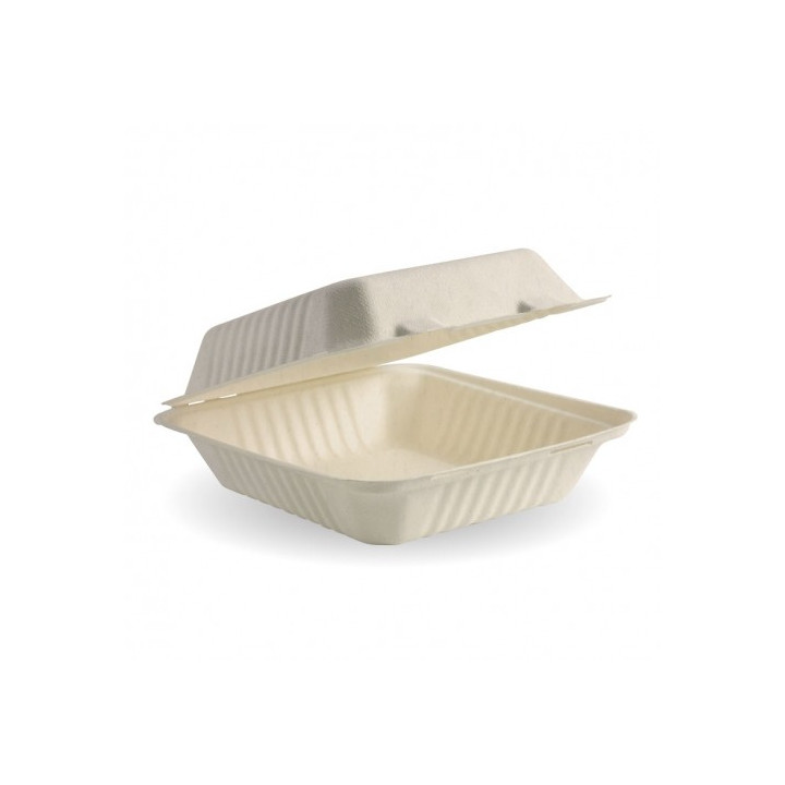 Clamshell Sugarcane 20x22x9cm (7.8x8x3") Bio Natural 200 pcs