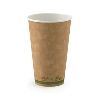 16oz Single Wall Bio Coffee Cup Leaf Kraft  1000 pcs