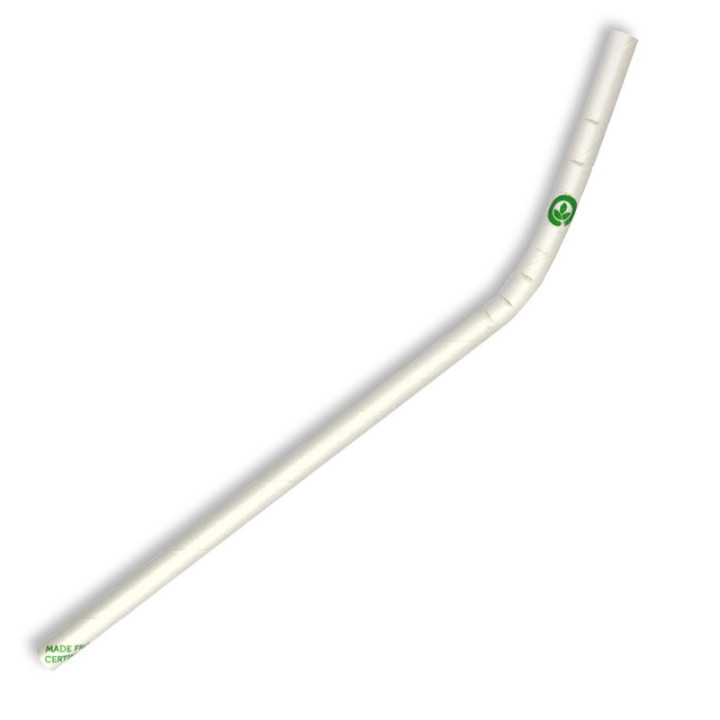 6mm White Bendy Bio Straws - FSC Certified Paper 2500 pcs