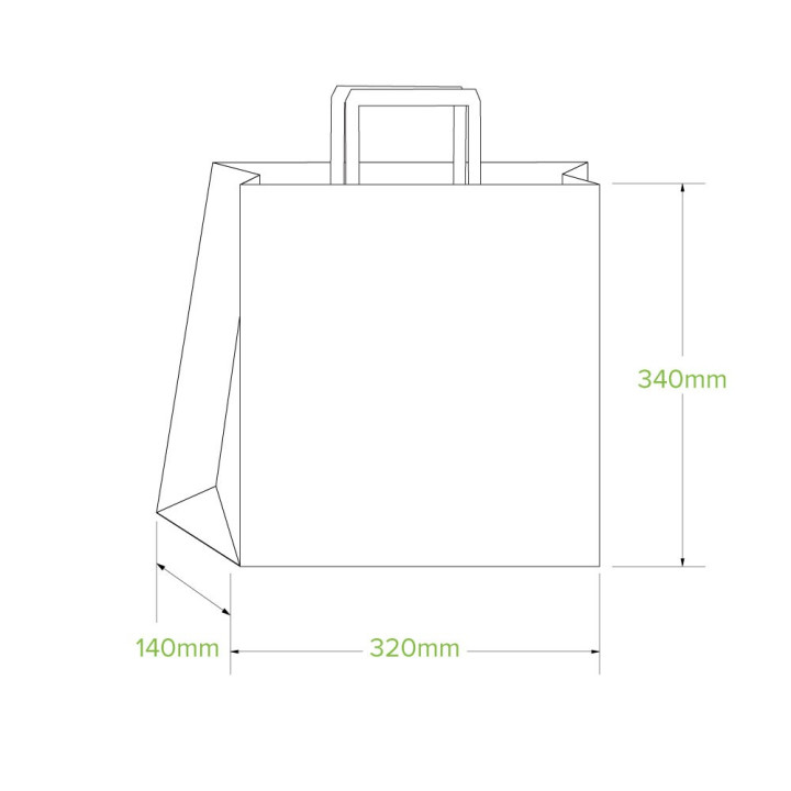 Medium Flat Handle Paper Bags Kraft 200 pcs