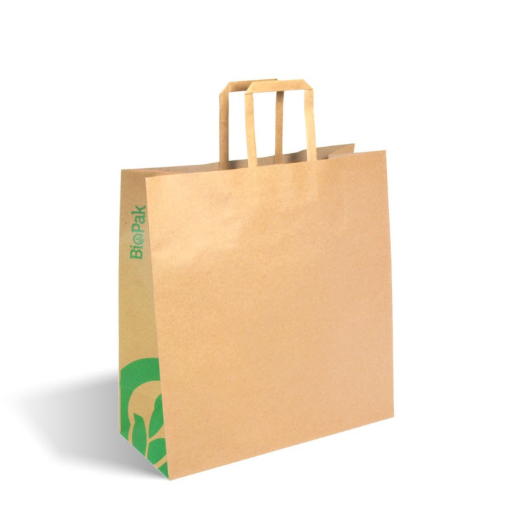 Medium Flat Handle Paper Bags Kraft 200 pcs