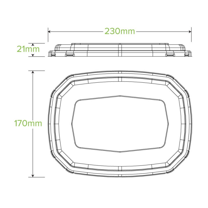 600 & 950ml PET Lid for BioCane Octa Takeaway 400 pcs