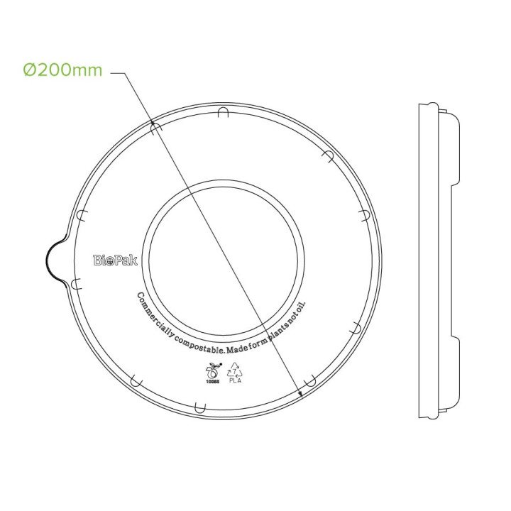 Bioplastic Dome Lid for 24 32 & 40oz Bowls 400 pcs