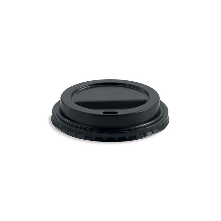 Lid for 6 8 10 & 12oz (80mm) BioPak Cup PS Black  1000 pcs
